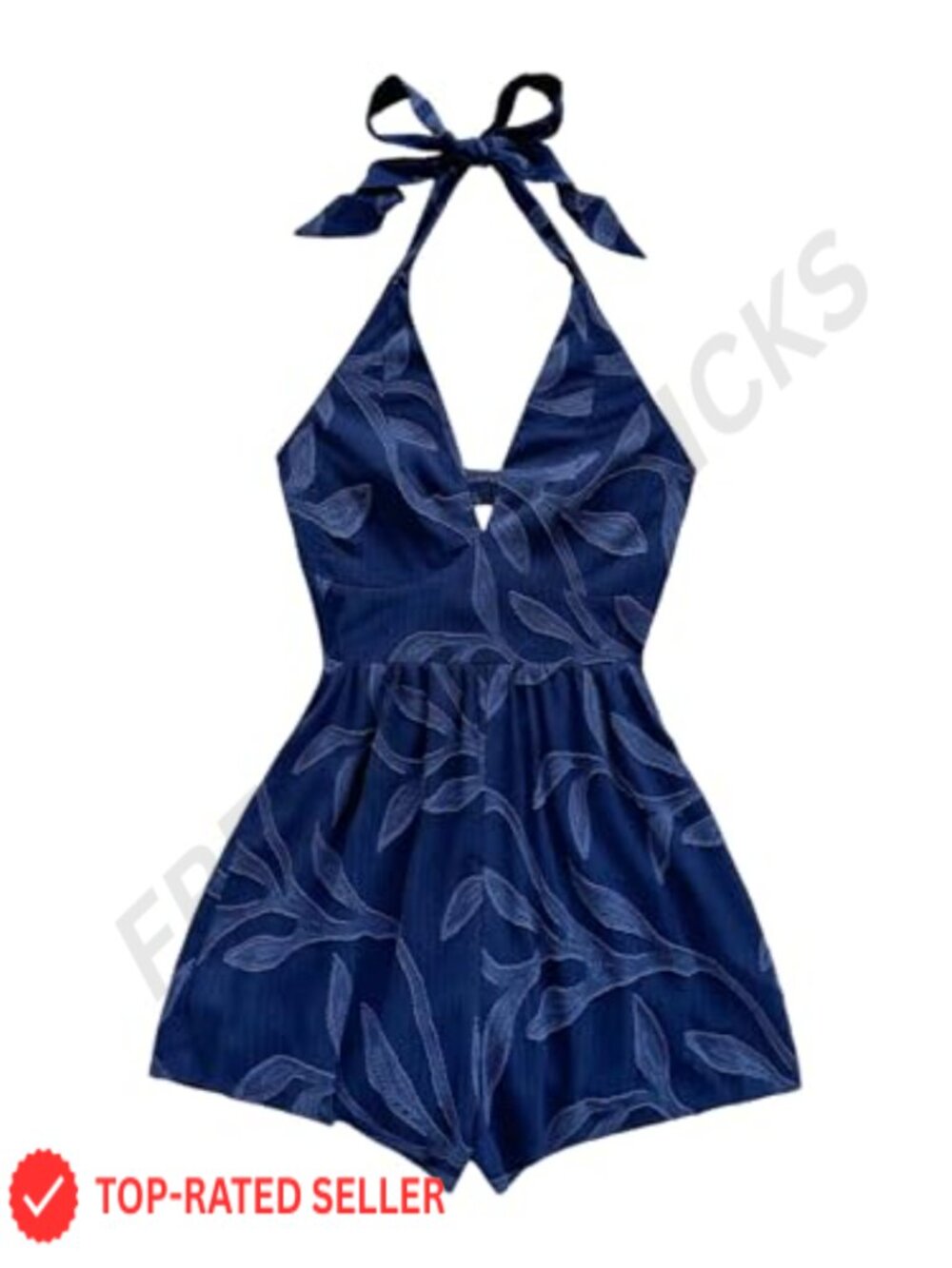 Women's Halter Romper Boho Backless Sleeveless Casual Beach Short Jumpsuit Dark